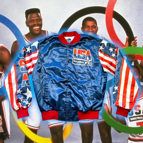 π Vintage π 1992 USA πΊπΈ Dream Team π Fanimation Chalk Line Jacket π§₯ - Picture 2 of 7